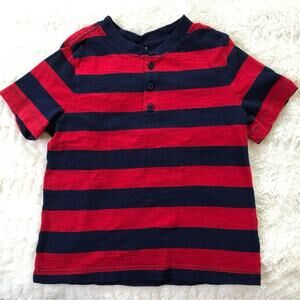 Hanna Andersson navy blue red stripe Henley shirt size 110 or 5